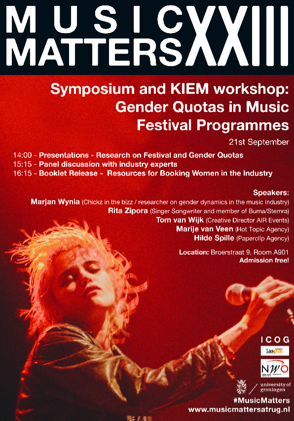 Gender Quotas in Music Festivals Workshop – Sept 21, 2018 – University of Groningen